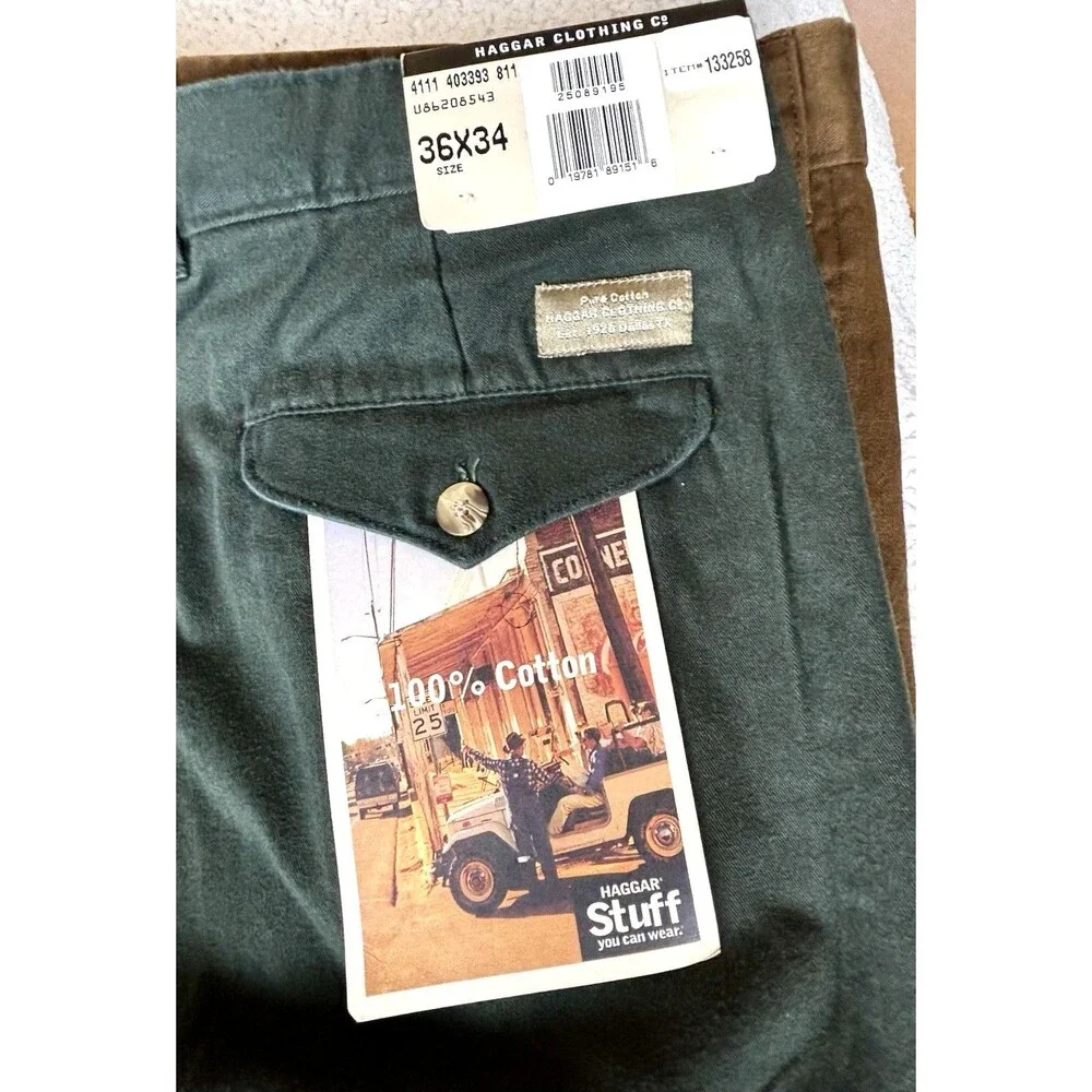 NWT Men's 2 Pairs Gorp Utility Preppy Chinos Size 36x34 Brown Green Pants